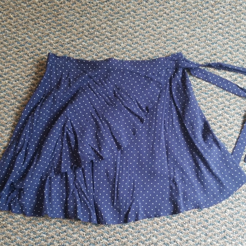 Blue polk-a-dot wrap skirt